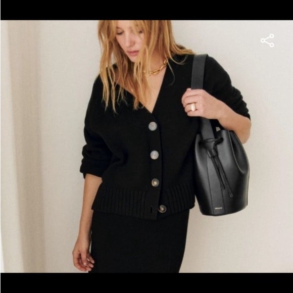 Sezane Black Shoulder Bag Timeless Design - Picture 1 of 6